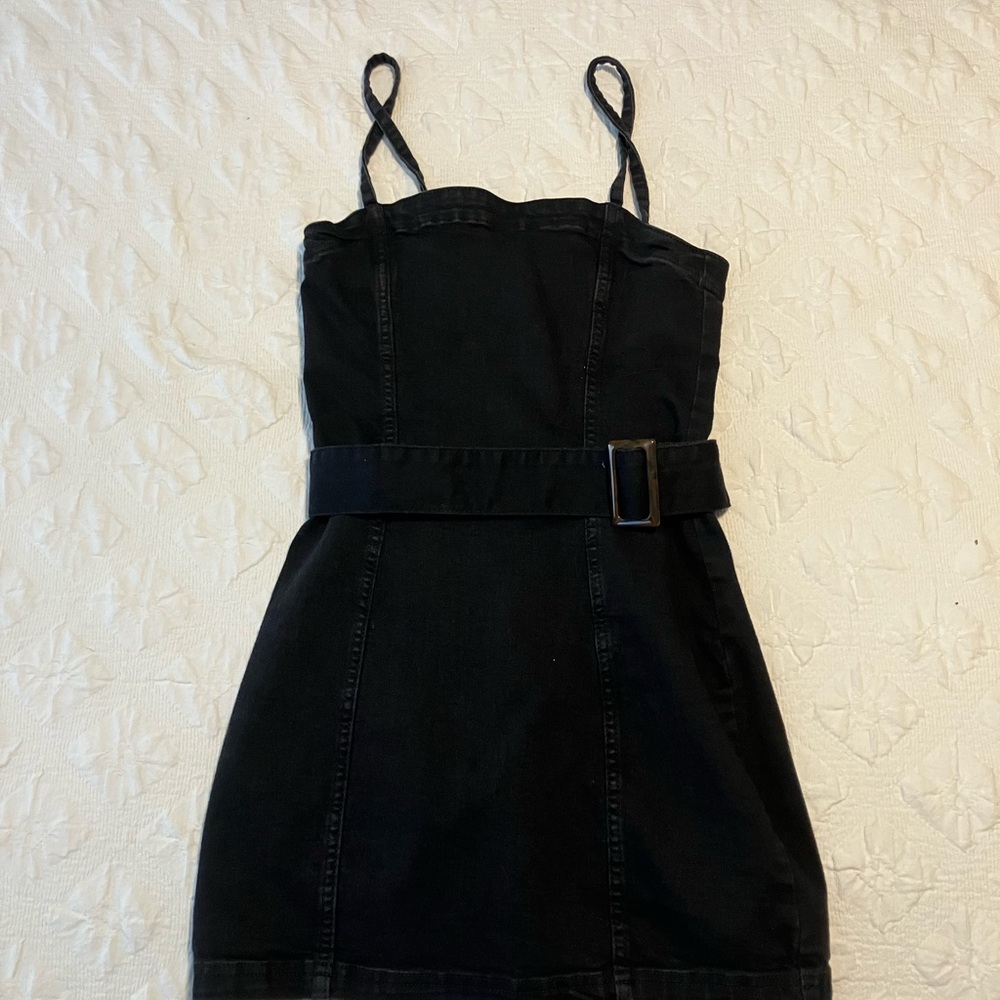 Divided Black Belted Dress
